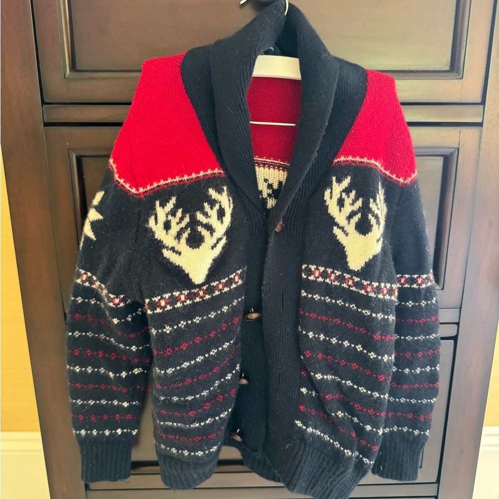 Brooks Brothers Kid’s Navy and Red Deer Sweater